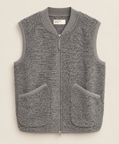 Zip Waistcoat Wool Fleece - UNVIVERSAL WORKS