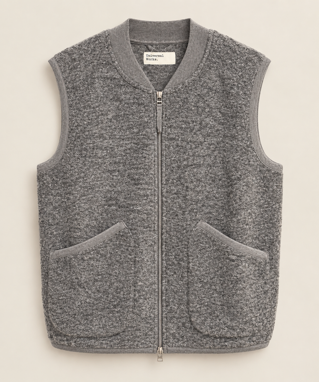 Zip Waistcoat Wool Fleece - UNVIVERSAL WORKS