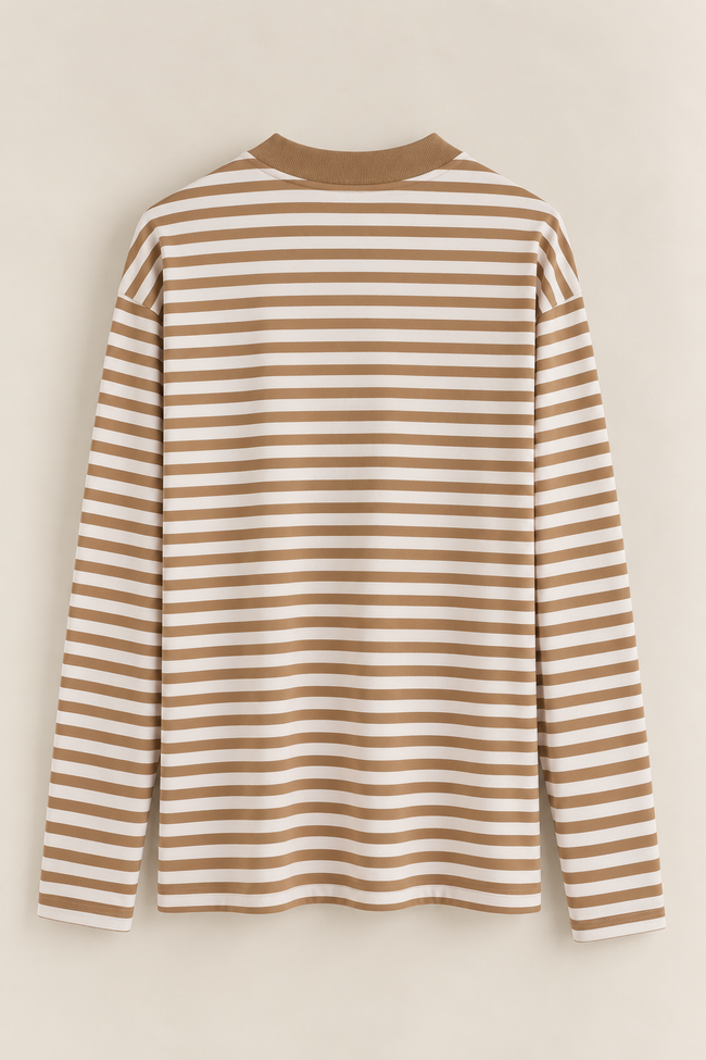 STRIPED LONG SLEEVES HEAVY T-SHIRT - HAVE A GOOD DAY