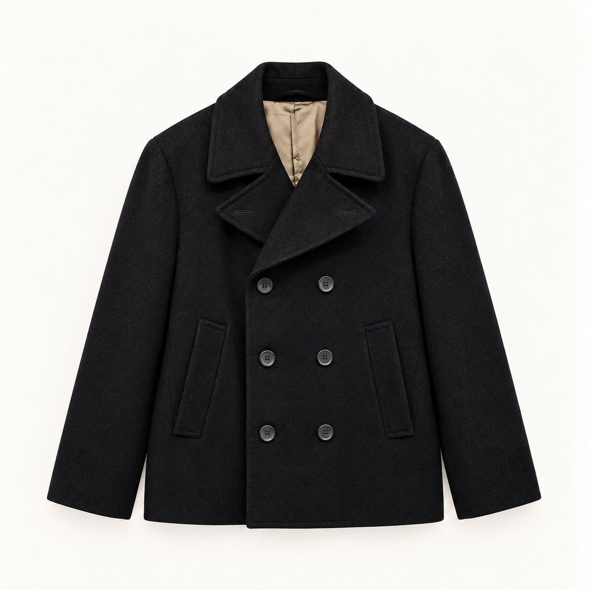 BLACK WOOL PEACOAT JACKET - PS PAUL SMIH