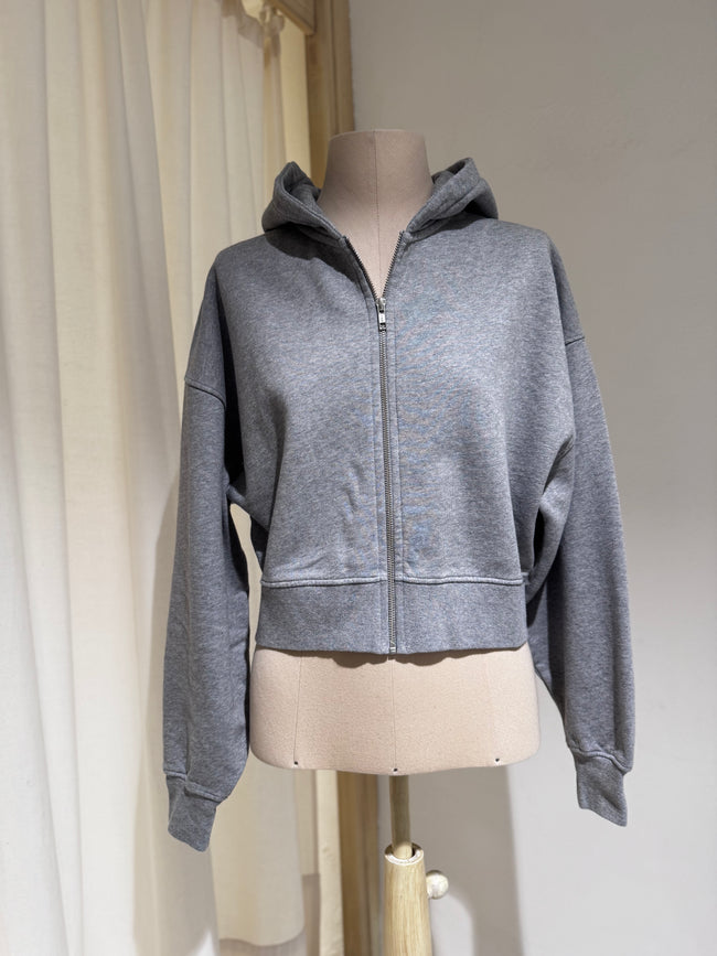 W Organic Crop Zip Hood - COLORFUL STANDARD Heather Grey