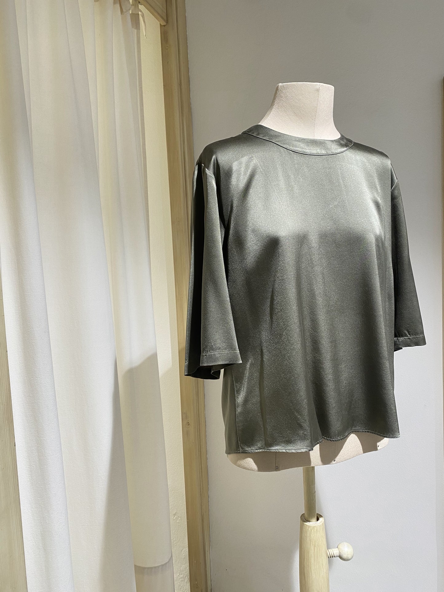 W SILK TOP - FORTE FORTE - OLIVE GREEN