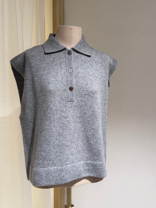 W Oversized Polo Collar - BELLEROSE - Heather Grey