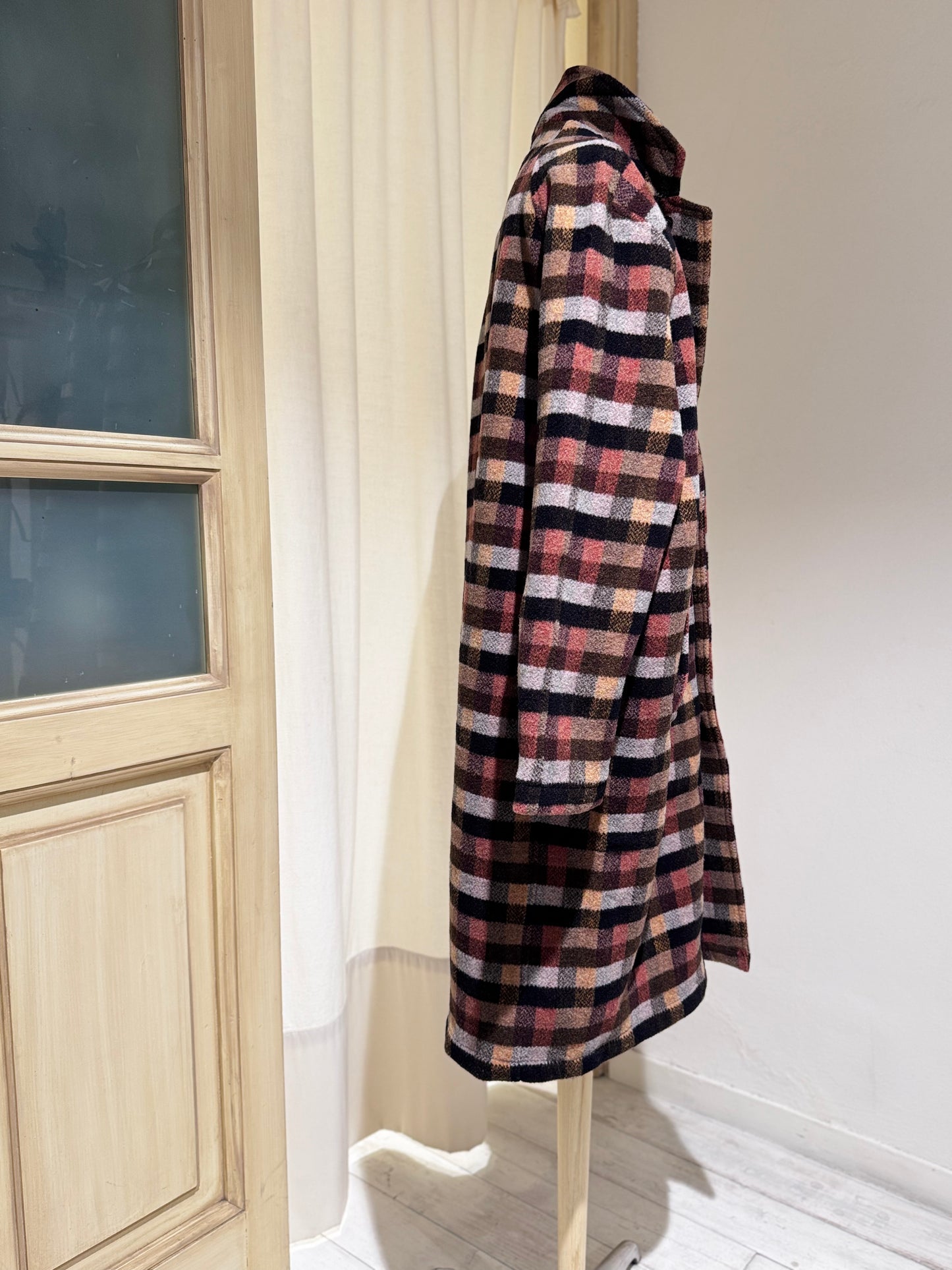 M & W Merino Checkerboard Top Coat UNIVERSAL WORKS - Brown