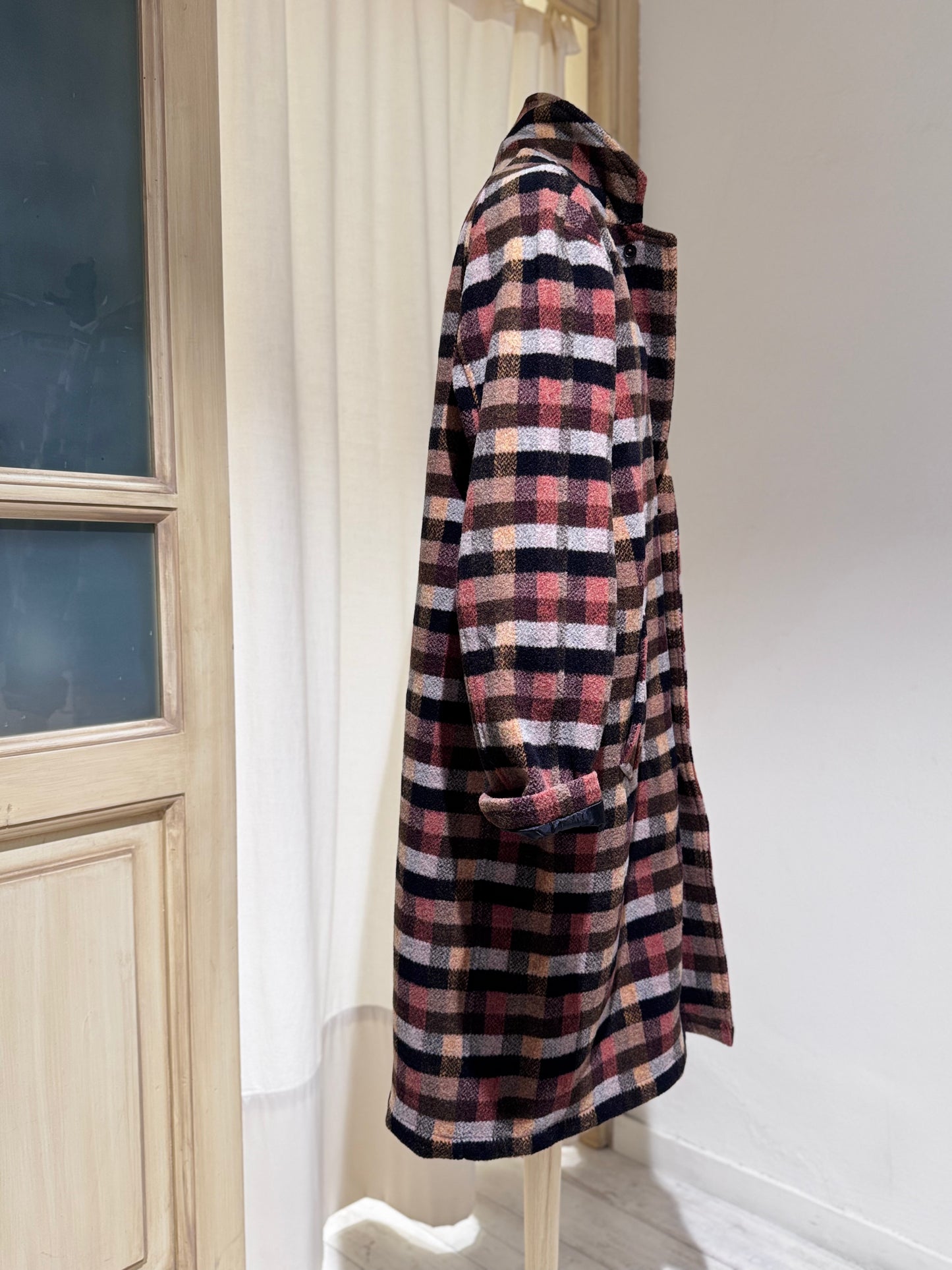 M & W Merino Checkerboard Top Coat UNIVERSAL WORKS - Brown