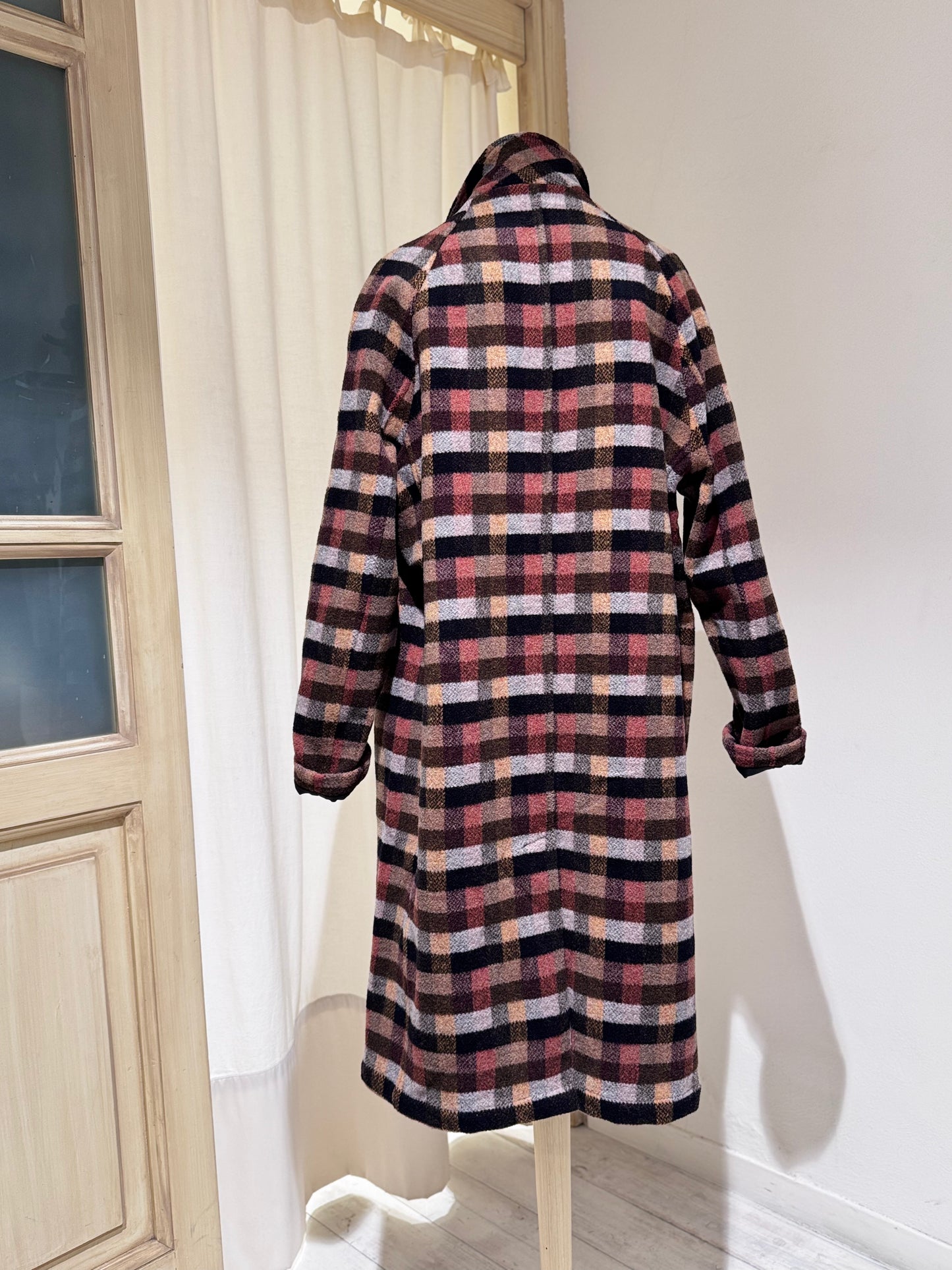 M & W Merino Checkerboard Top Coat UNIVERSAL WORKS - Brown
