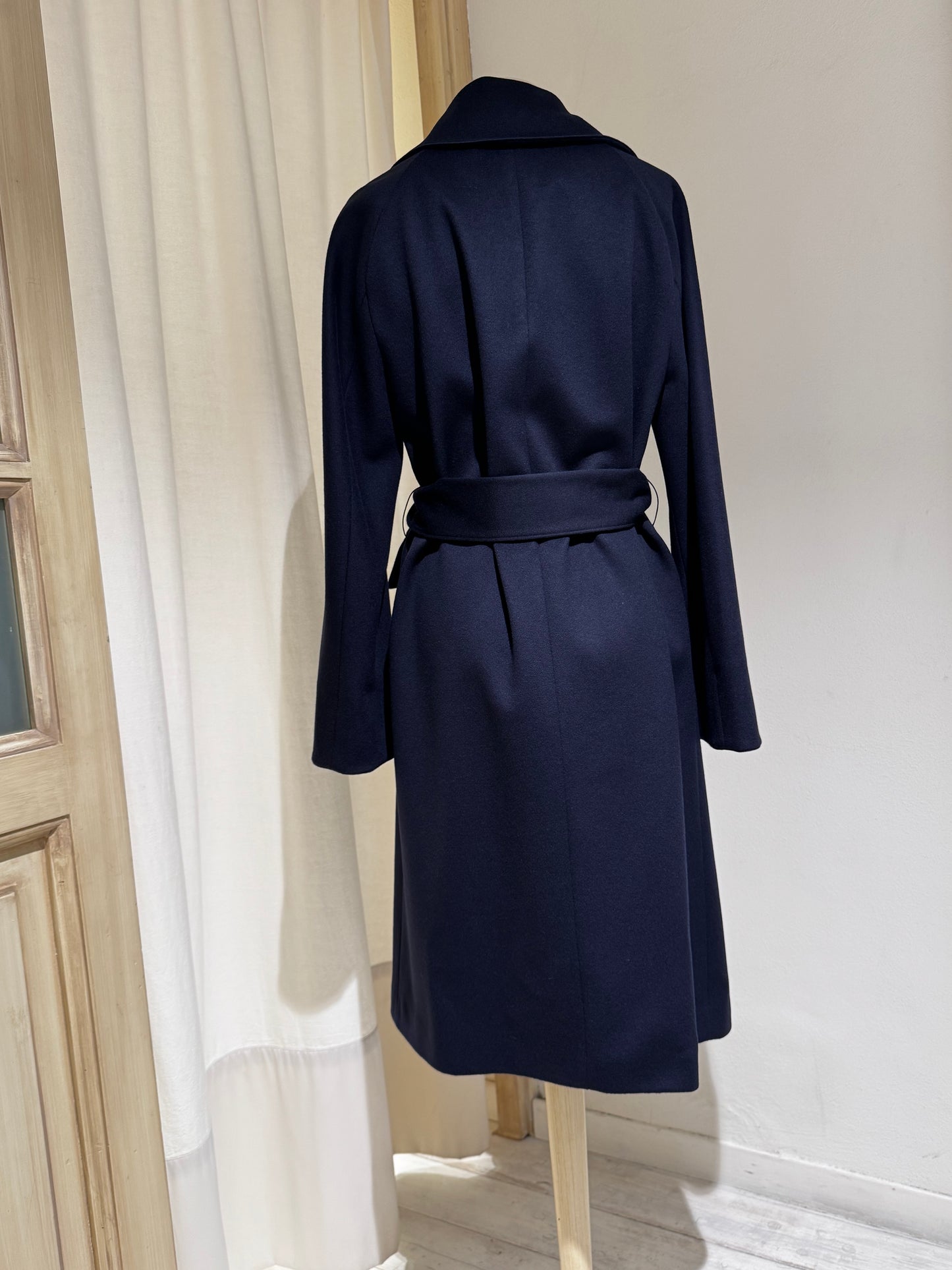 W Wool and Cashmere Midi Coat FORTE FORTE - Navy Blue