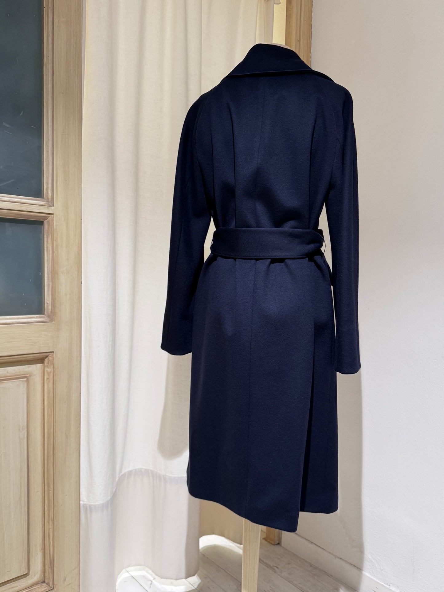 W Wool and Cashmere Midi Coat FORTE FORTE - Navy Blue