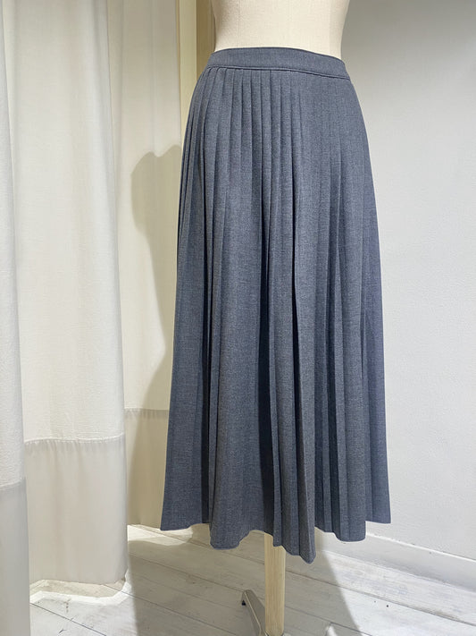 W PLISSÉ MIDI SKIRT - DEIGA - MID GREY