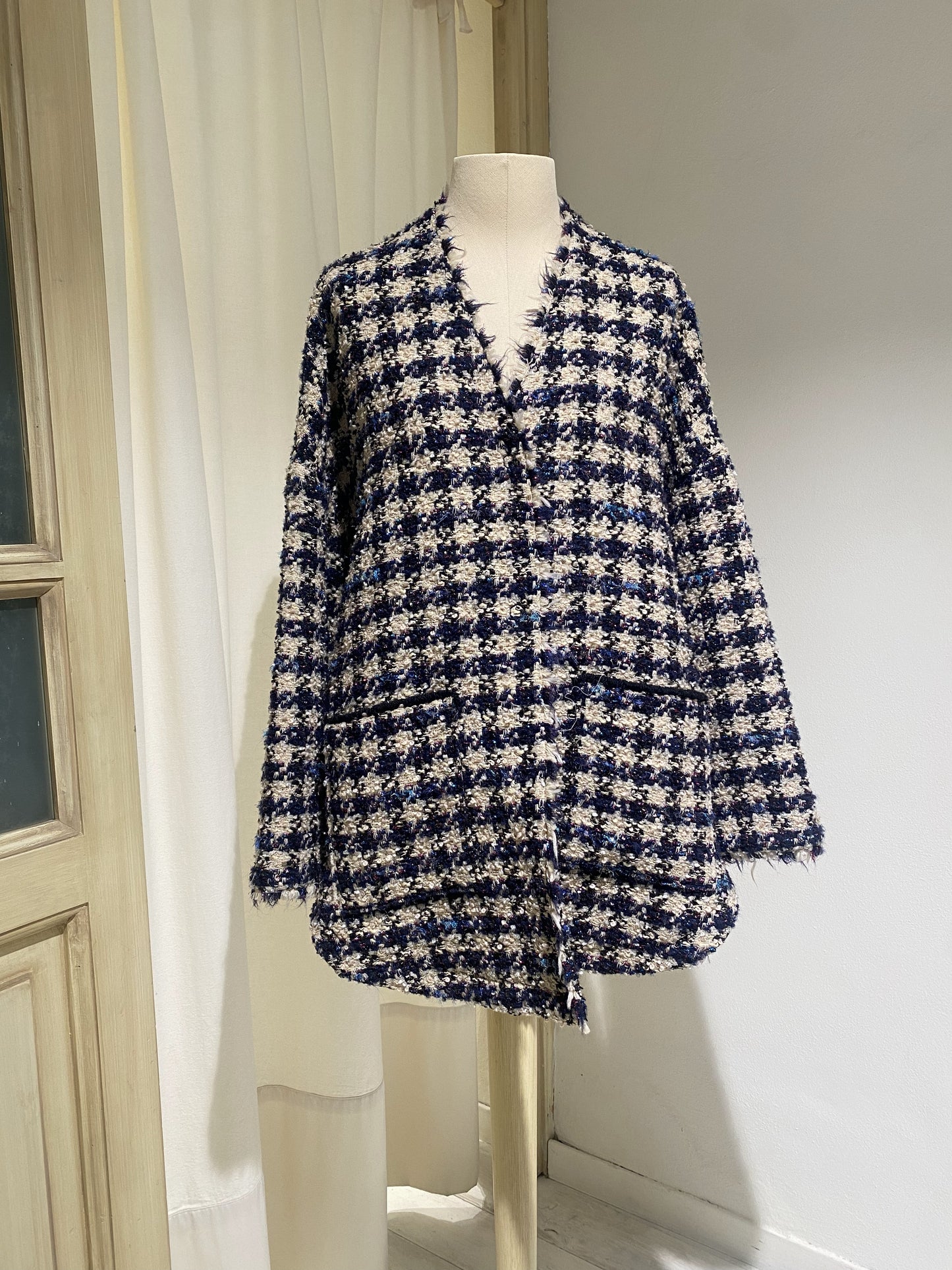 W BLOUSON OVERSIZE  - FORTE FORTE - in TWEED CHANEL INK CHECK