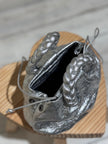 W BomBon Plaited-handle Leather Handbag HEREU - Silver