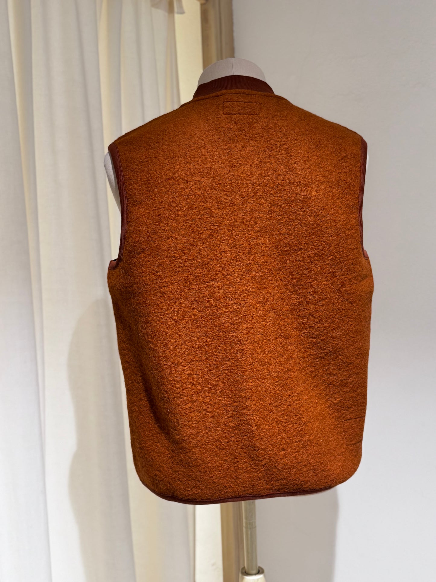 M Rust Wool Fleece Zip Waistcoat UNIVERSAL WORKS - Rust