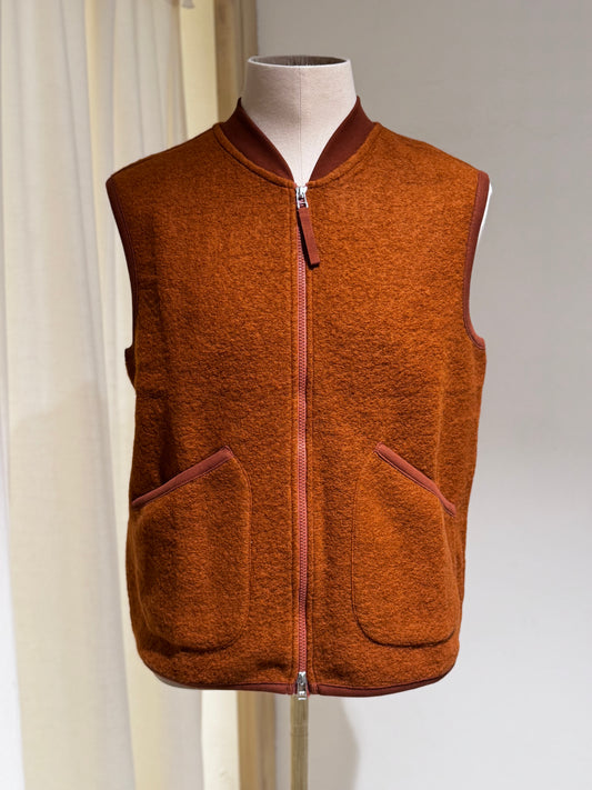 M Rust Wool Fleece Zip Waistcoat UNIVERSAL WORKS - Rust
