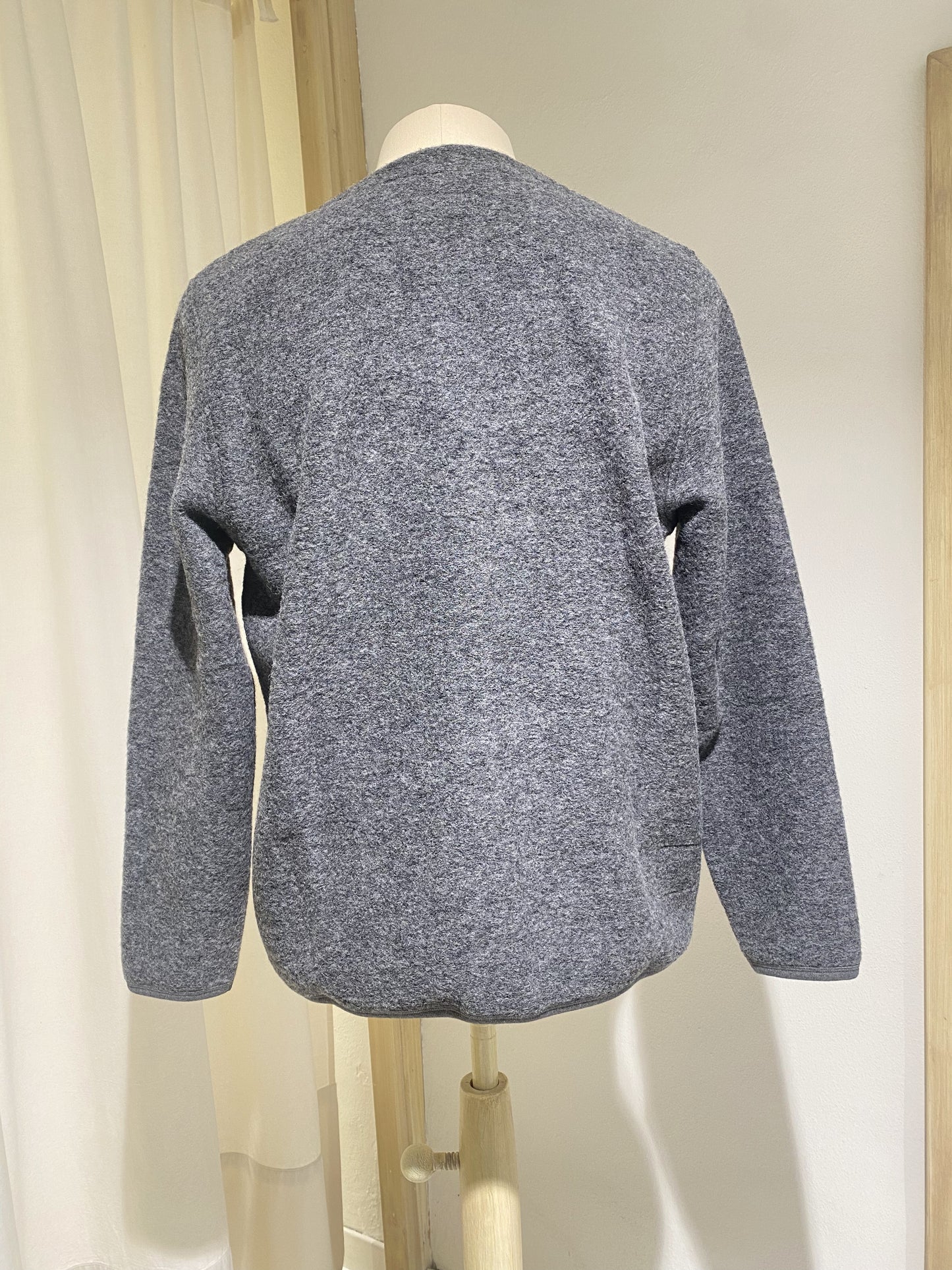 M Universal Works Cardigan in Grey Marl Wool Fleece