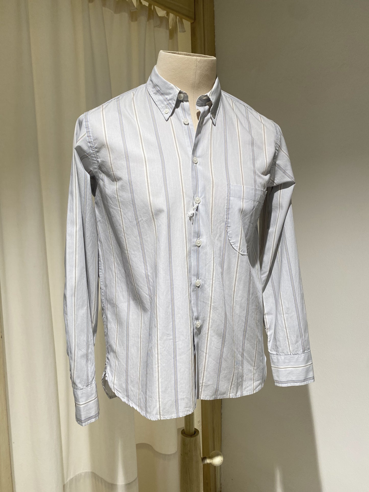 M Universal Works Lazy Day Shirt in Ecru Sydney Stripe