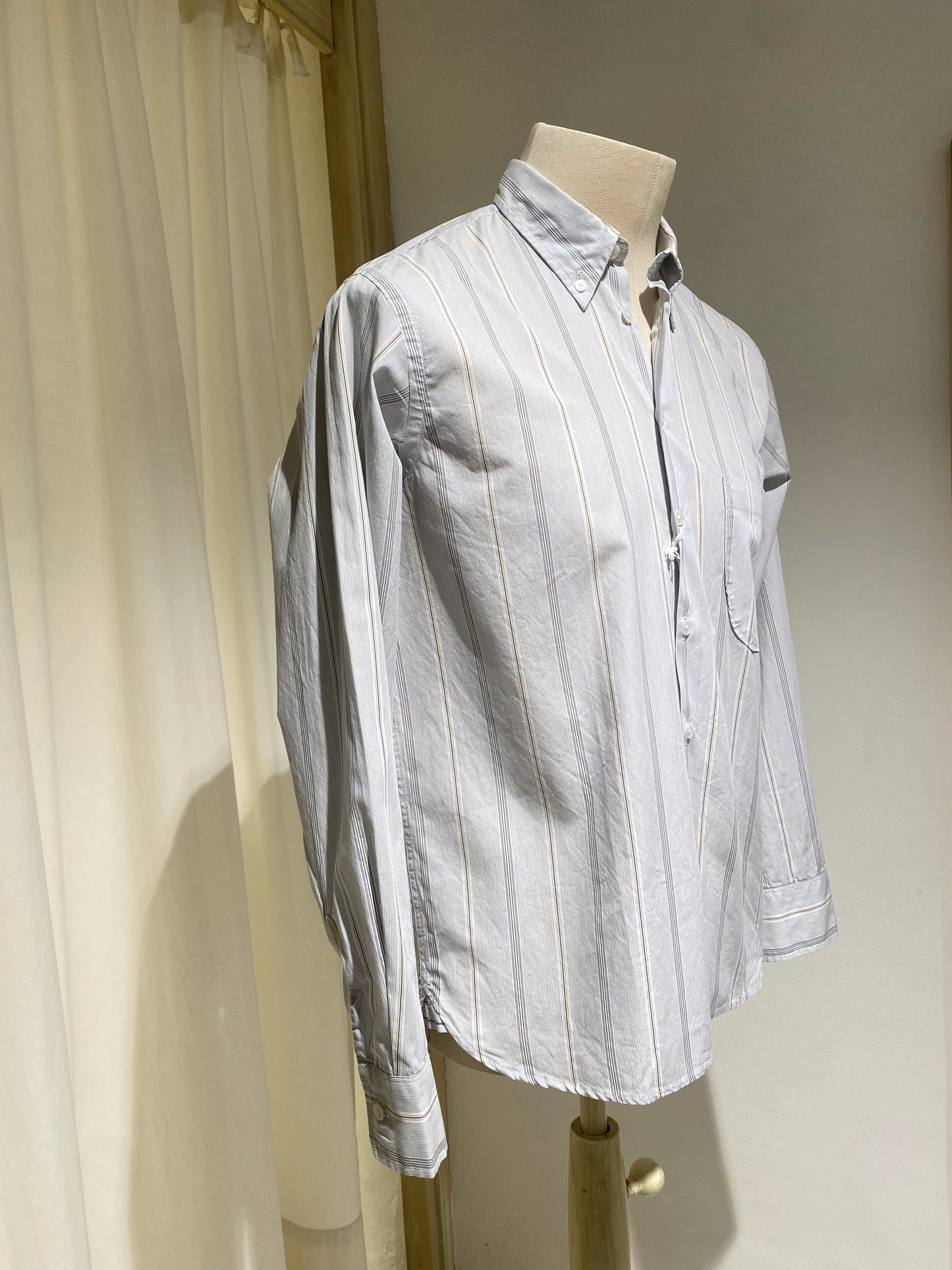 M Universal Works Lazy Day Shirt in Ecru Sydney Stripe