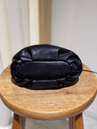 W BomBon Metallic Plaited-handle Leather Handbag HEREU - Black
