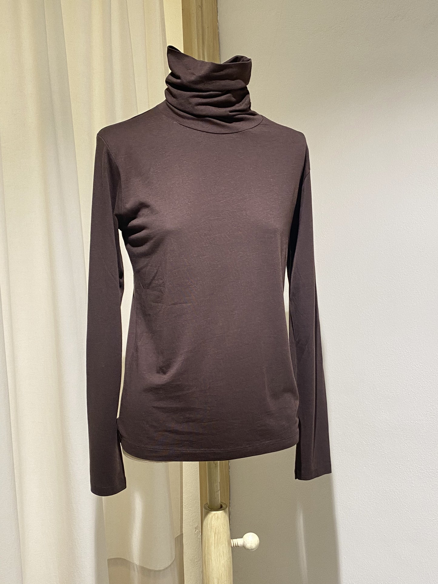 W TURTLE NECK LONG SLEVE T-SHIRT - DIEGA - CHOCOLATE