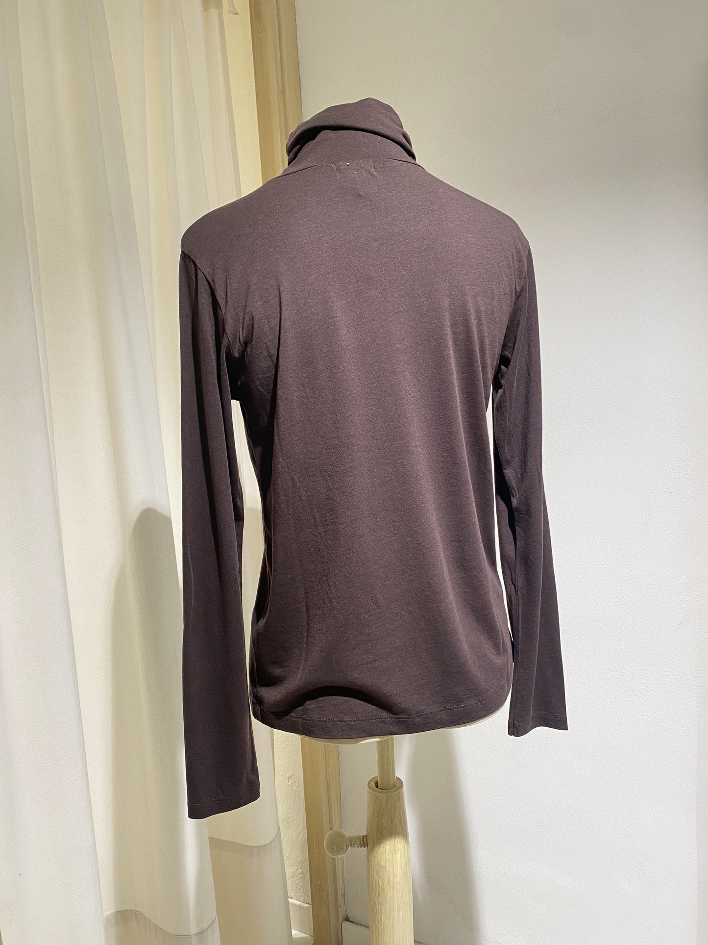 W TURTLE NECK LONG SLEVE T-SHIRT - DIEGA - CHOCOLATE