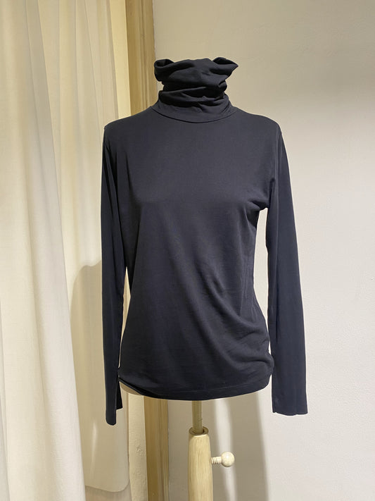 W TURTLE NECK LONG SLEVE T-SHIRT - DIEGA - BLACK