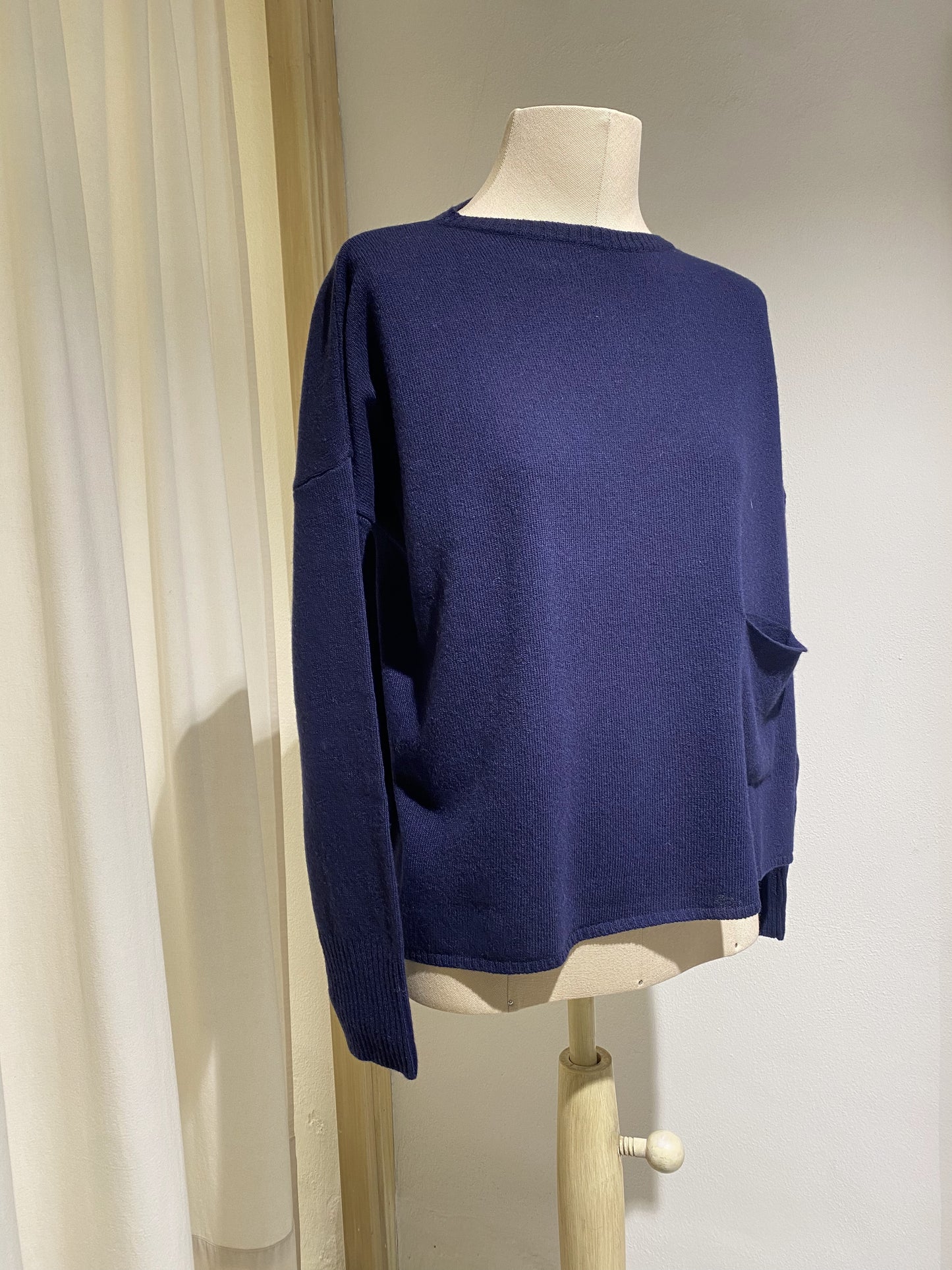 W BOAT NECK KNITWEAR - MA RY YA - NAVY BLUE