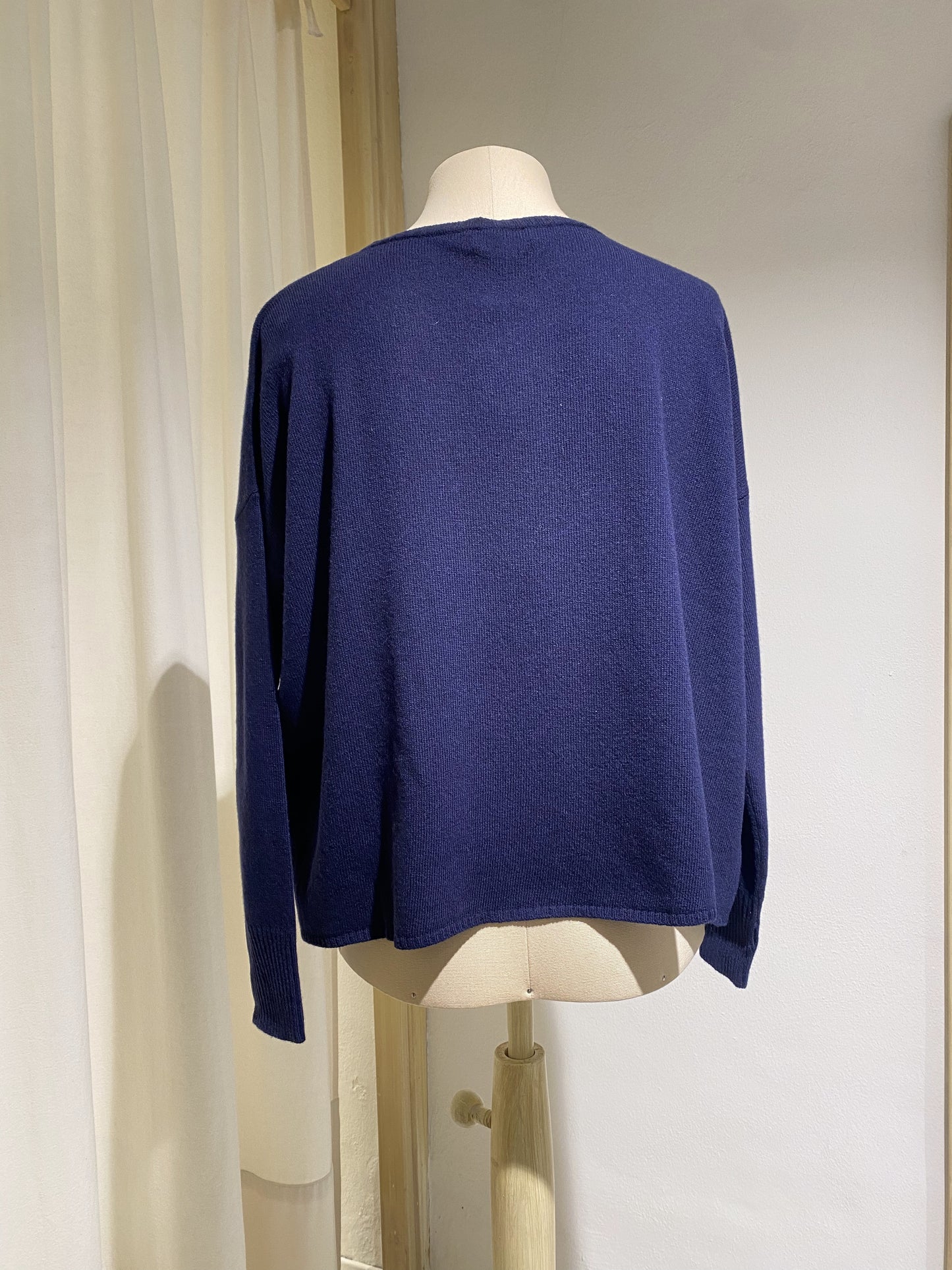 W BOAT NECK KNITWEAR - MA RY YA - NAVY BLUE