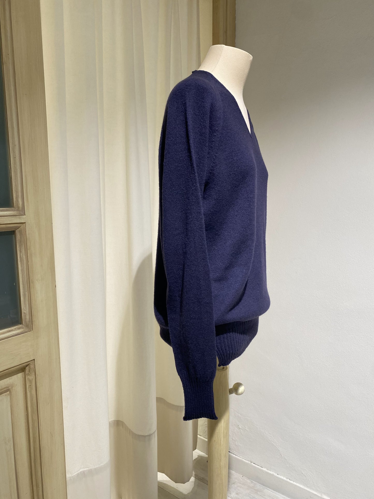 W KNITWEAR V NECK - MA RY YA - NAVY BLUE