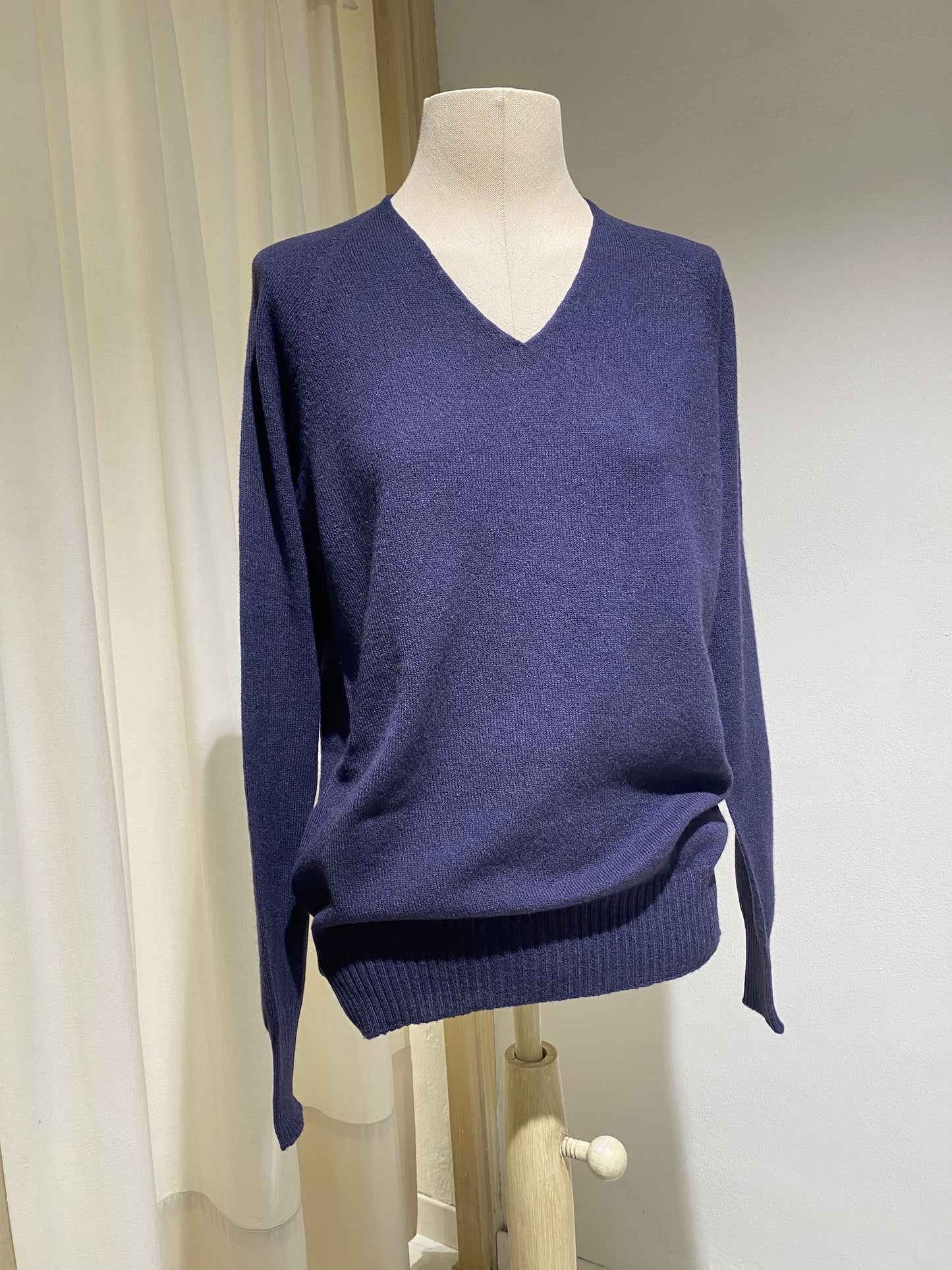 W KNITWEAR V NECK - MA RY YA - NAVY BLUE