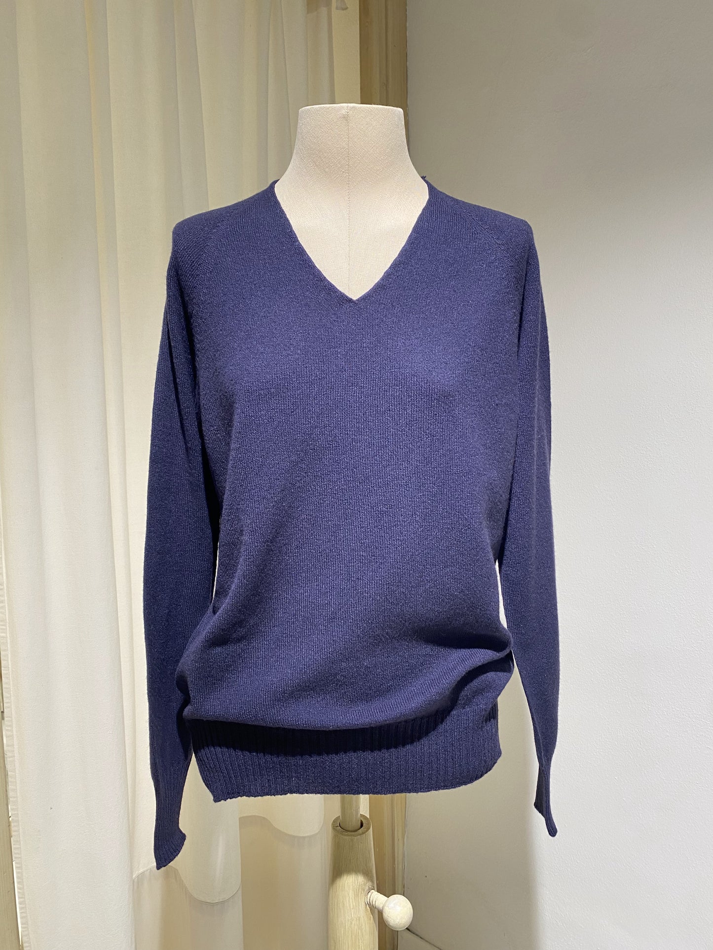 W KNITWEAR V NECK - MA RY YA - NAVY BLUE