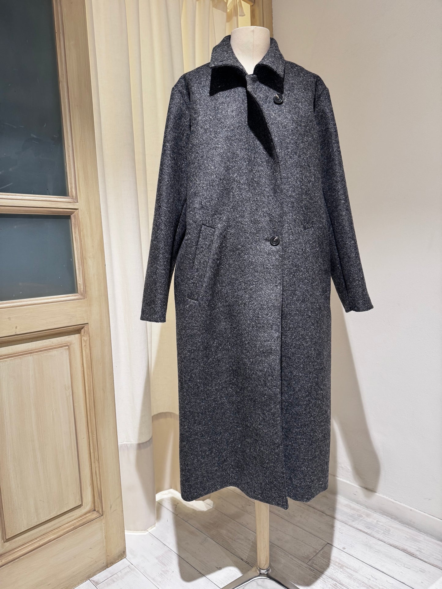 W COAT GERMAIN - SOEUR - GREY Cappotto lungo in lana grigio chiné