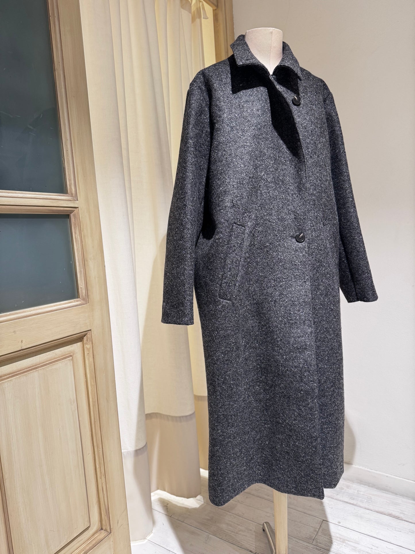 W COAT GERMAIN - SOEUR - GREY Cappotto lungo in lana grigio chiné