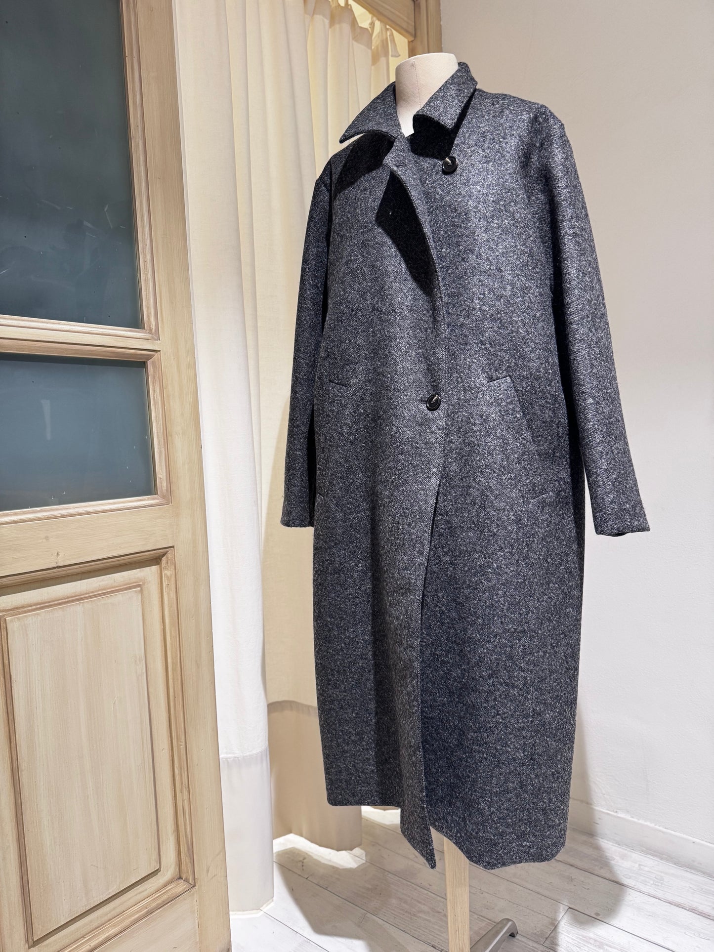 W COAT GERMAIN - SOEUR - GREY Cappotto lungo in lana grigio chiné