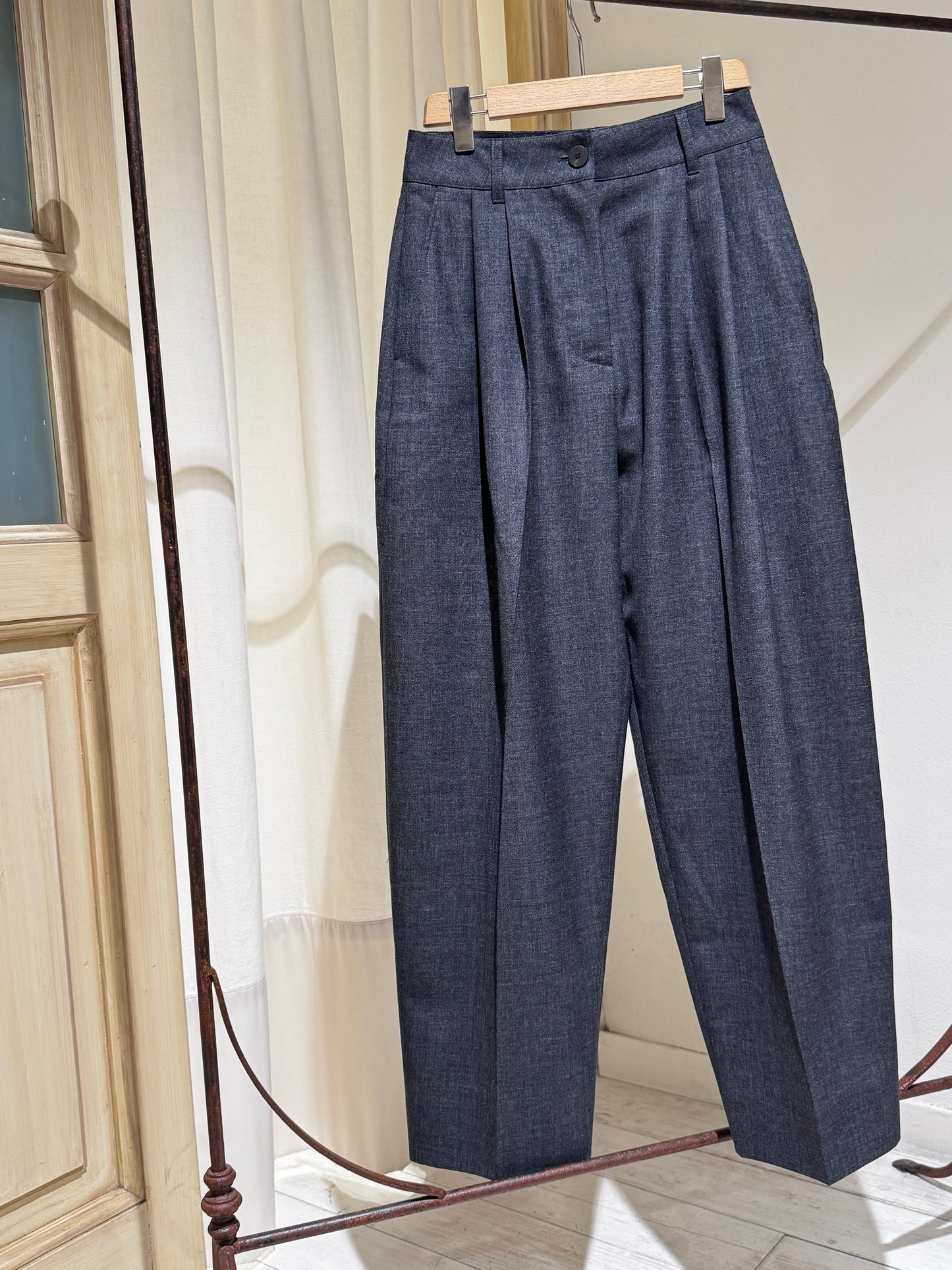 W Acuna Heritage Wool Pant - STUDIO NICHOLSON - Slate Melange