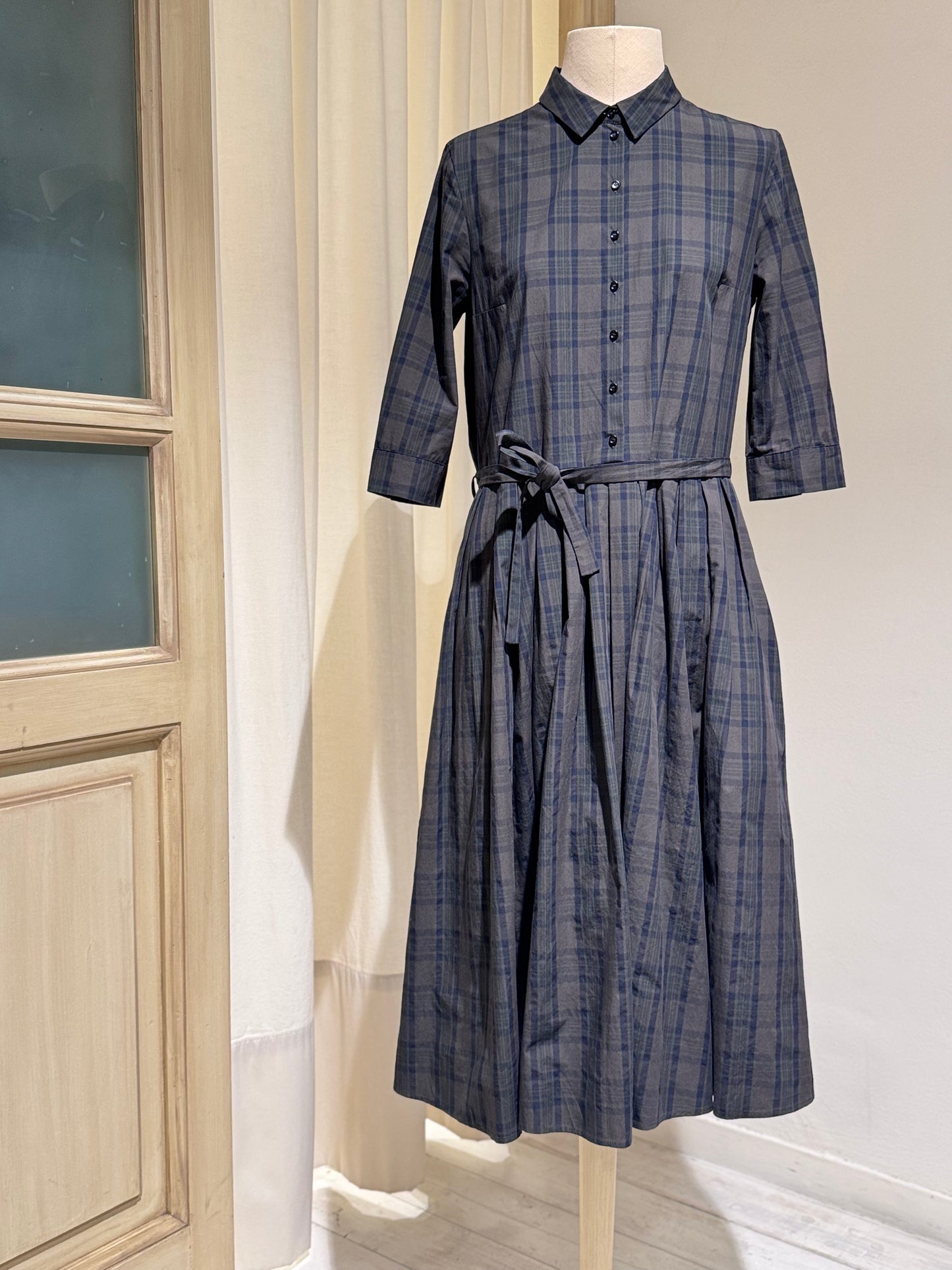 W CHECK DRESS - APUNTOB - GREY