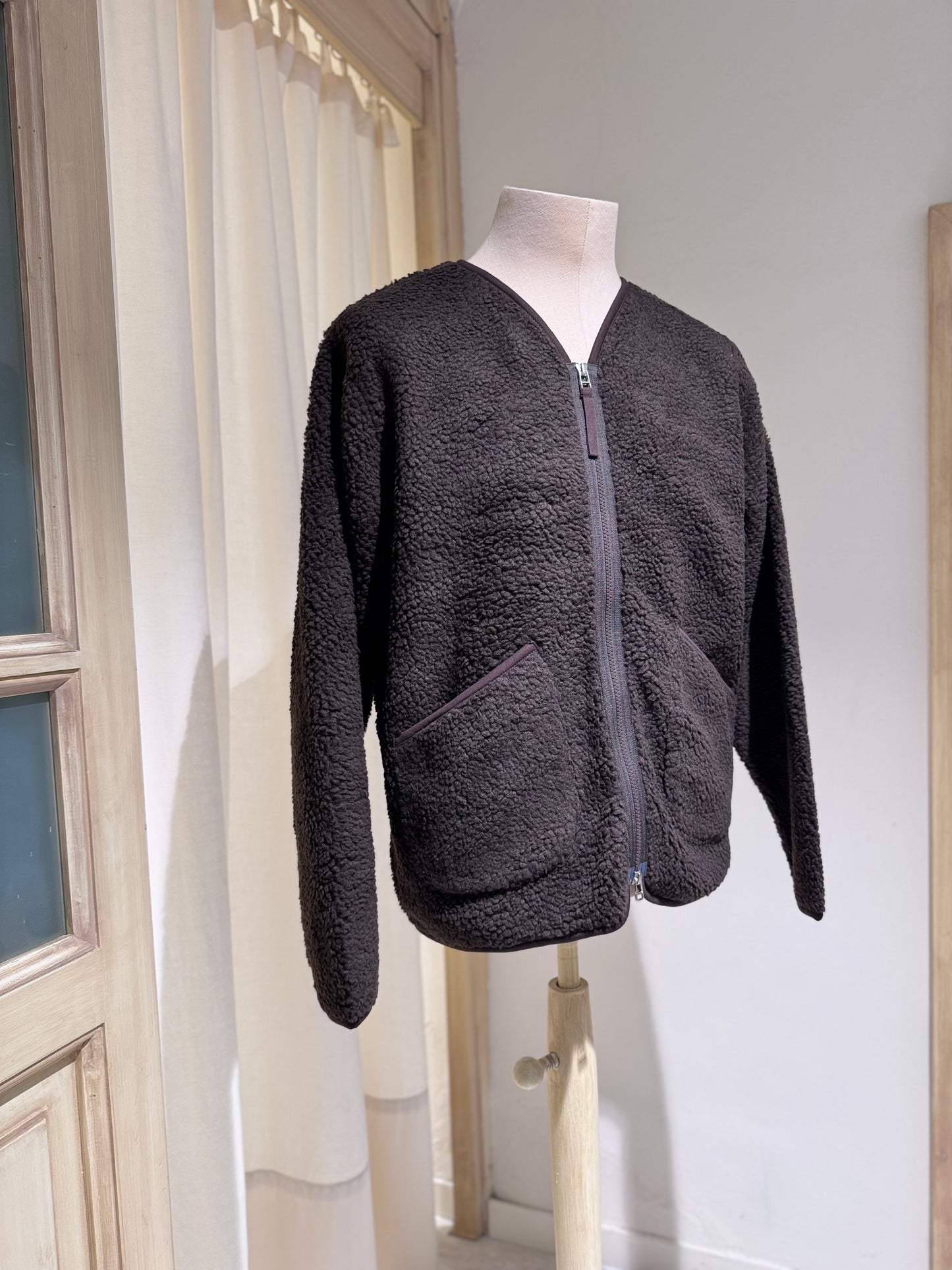 M Brown Galaxy Fleece Zip Liner Jacket - UNIVERSAL WORKS - Chocolate