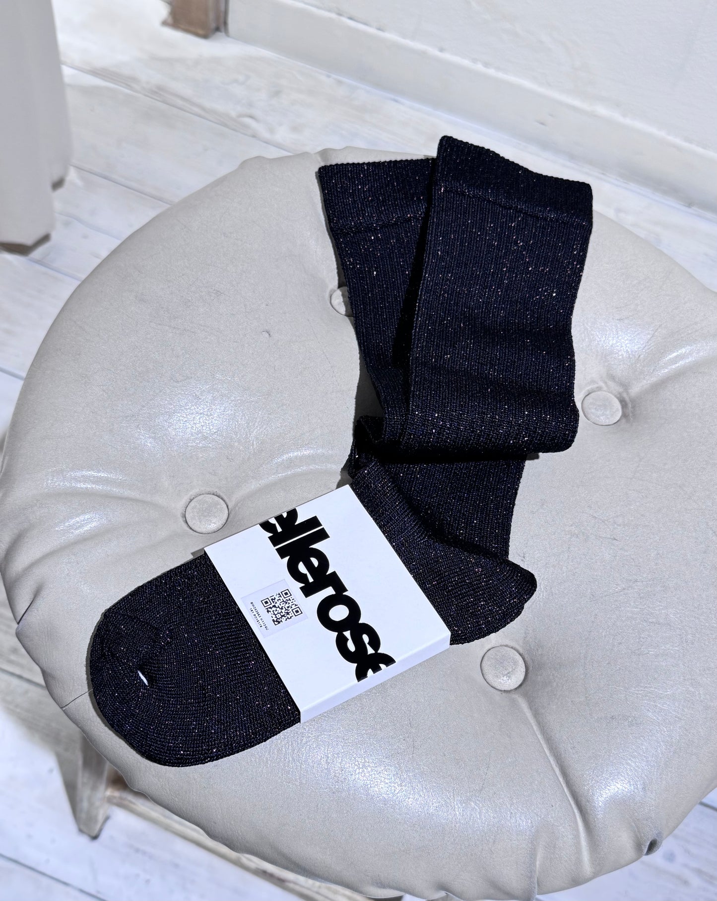 W BARIA SHINY KNEE - HIGH SOCKS - BELLEROSE - OFF BLACK