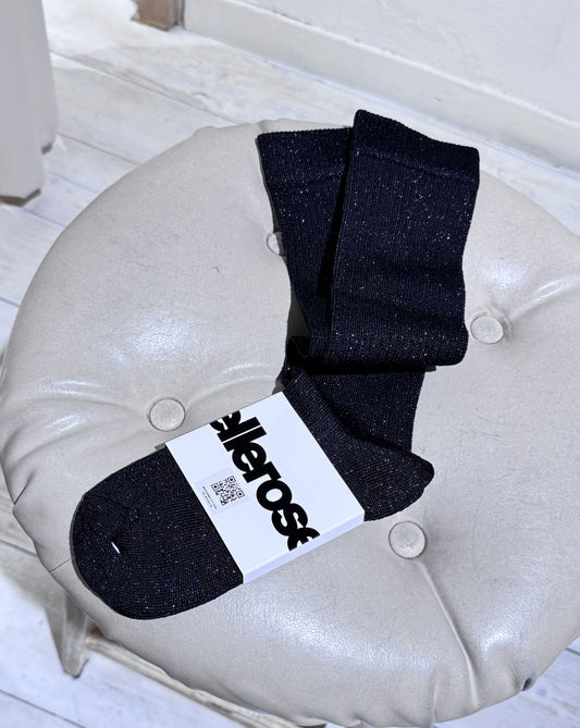 W BARIA SHINY KNEE - HIGH SOCKS - BELLEROSE - OFF BLACK