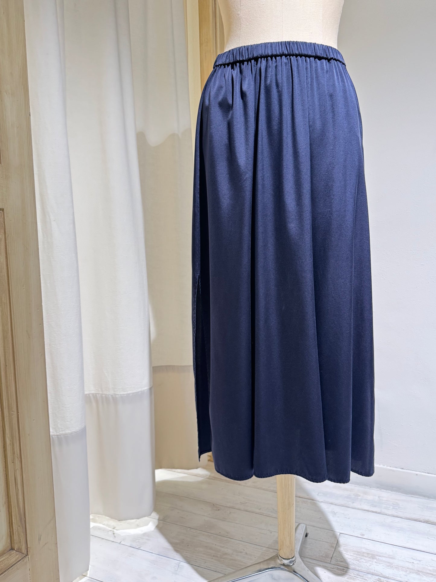 W SILK SKIRT - NAVY BLUE - FORTE FORTE