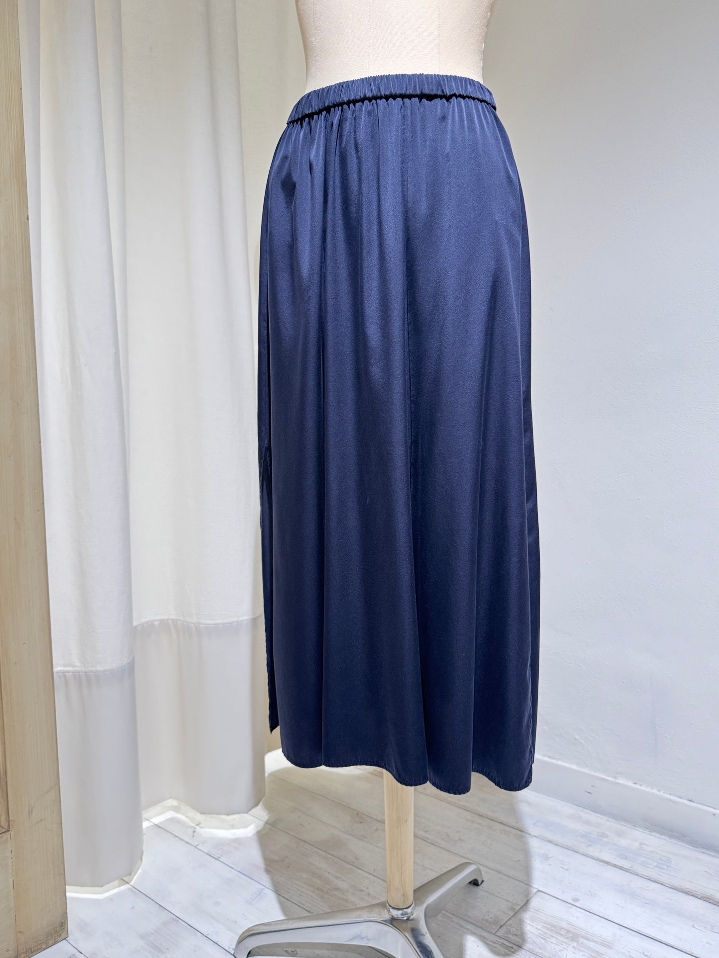 W SILK SKIRT - NAVY BLUE - FORTE FORTE