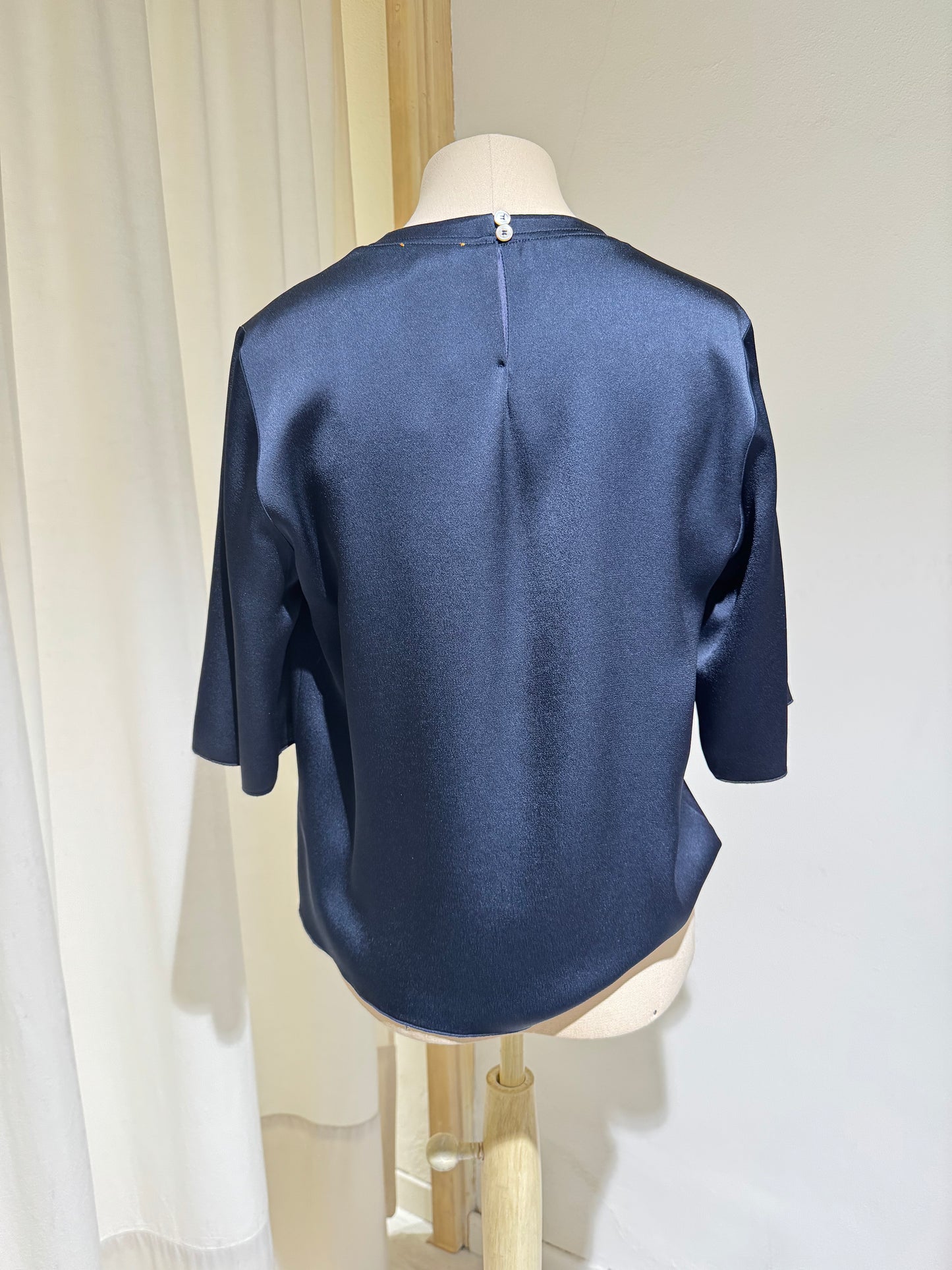 W SHORT SLEEVE TOP - FORTE FORTE - Navy Blue