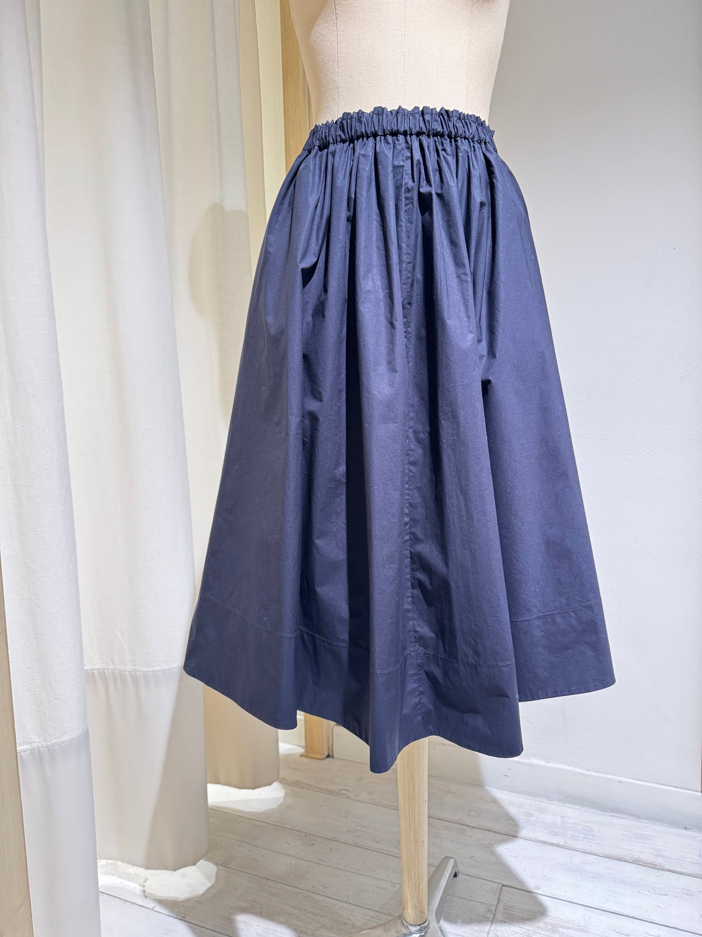 W MIDI SKIRT ELASTICATED WAIST - FORTE FORTE - Navy Blue