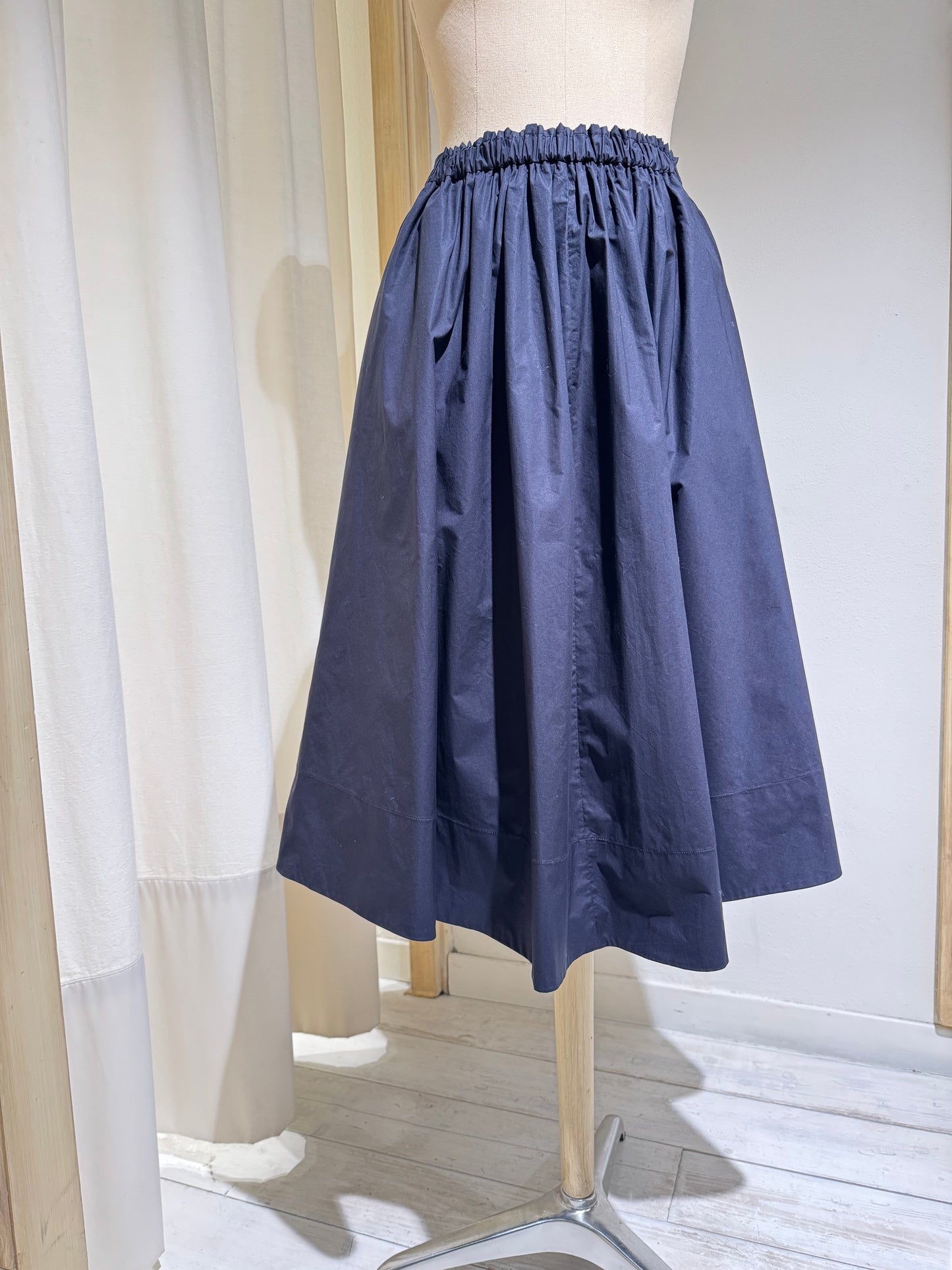 W MIDI SKIRT ELASTICATED WAIST - FORTE FORTE - Navy Blue