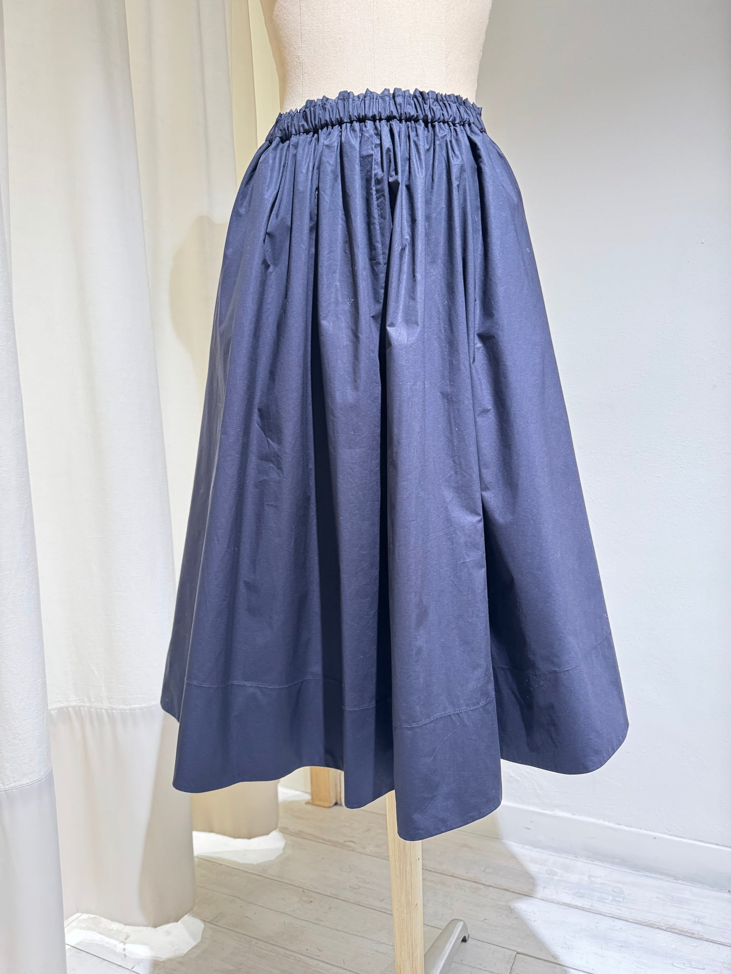 W MIDI SKIRT ELASTICATED WAIST - FORTE FORTE - Navy Blue