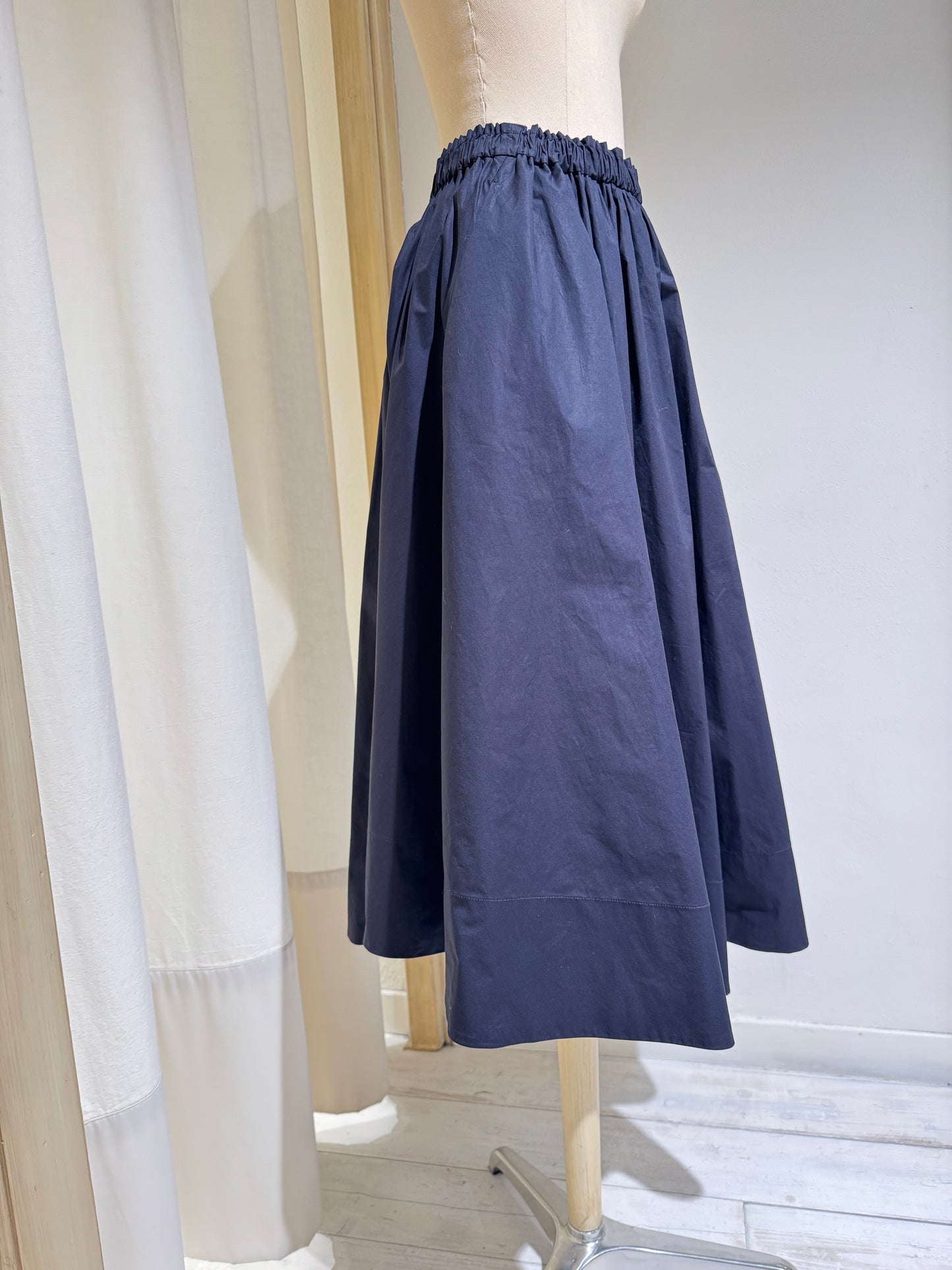 W MIDI SKIRT ELASTICATED WAIST - FORTE FORTE - Navy Blue