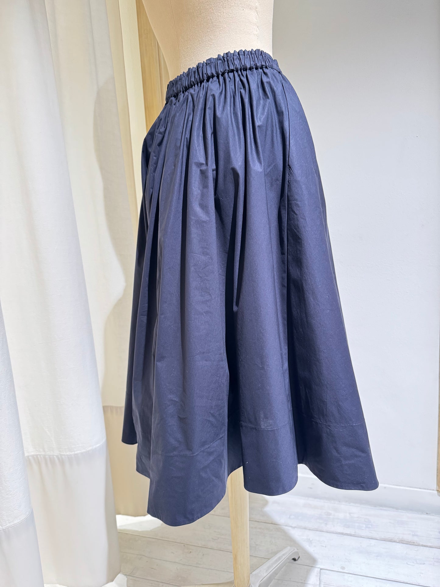 W MIDI SKIRT ELASTICATED WAIST - FORTE FORTE - Navy Blue