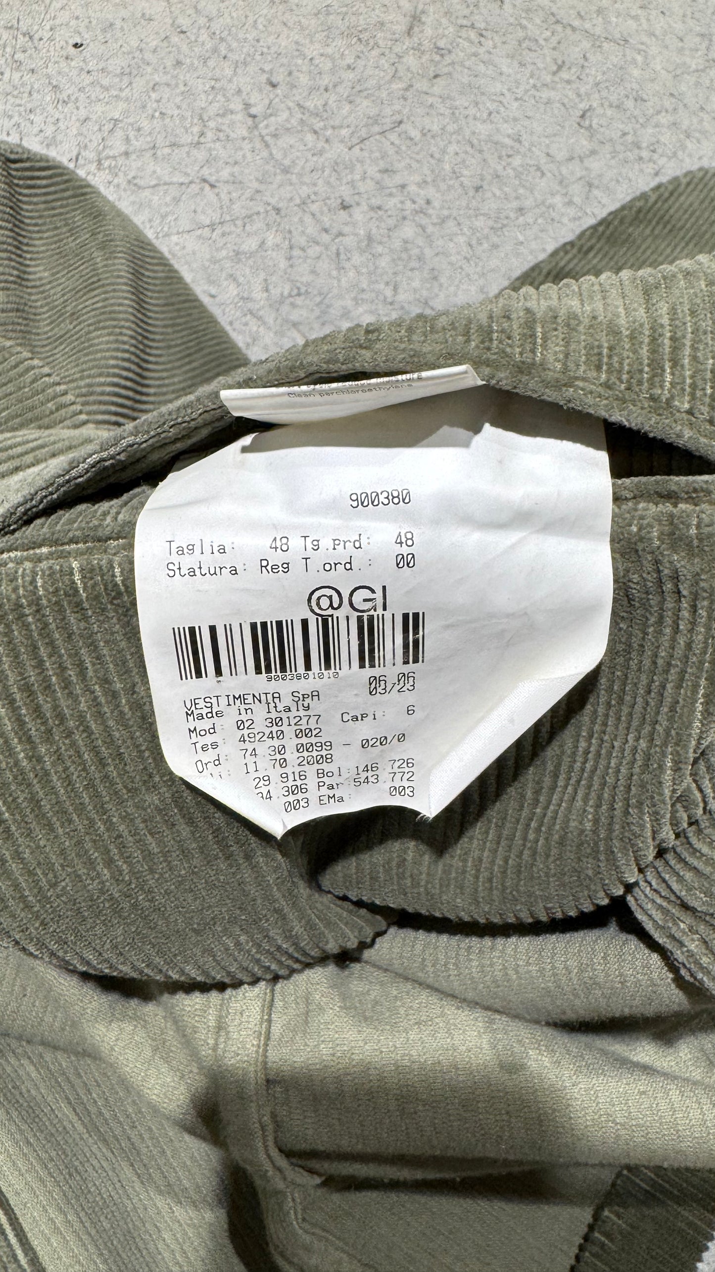 M - Blazer Corduroy - PIOMBO - Year 2004/5 - Dusty Green