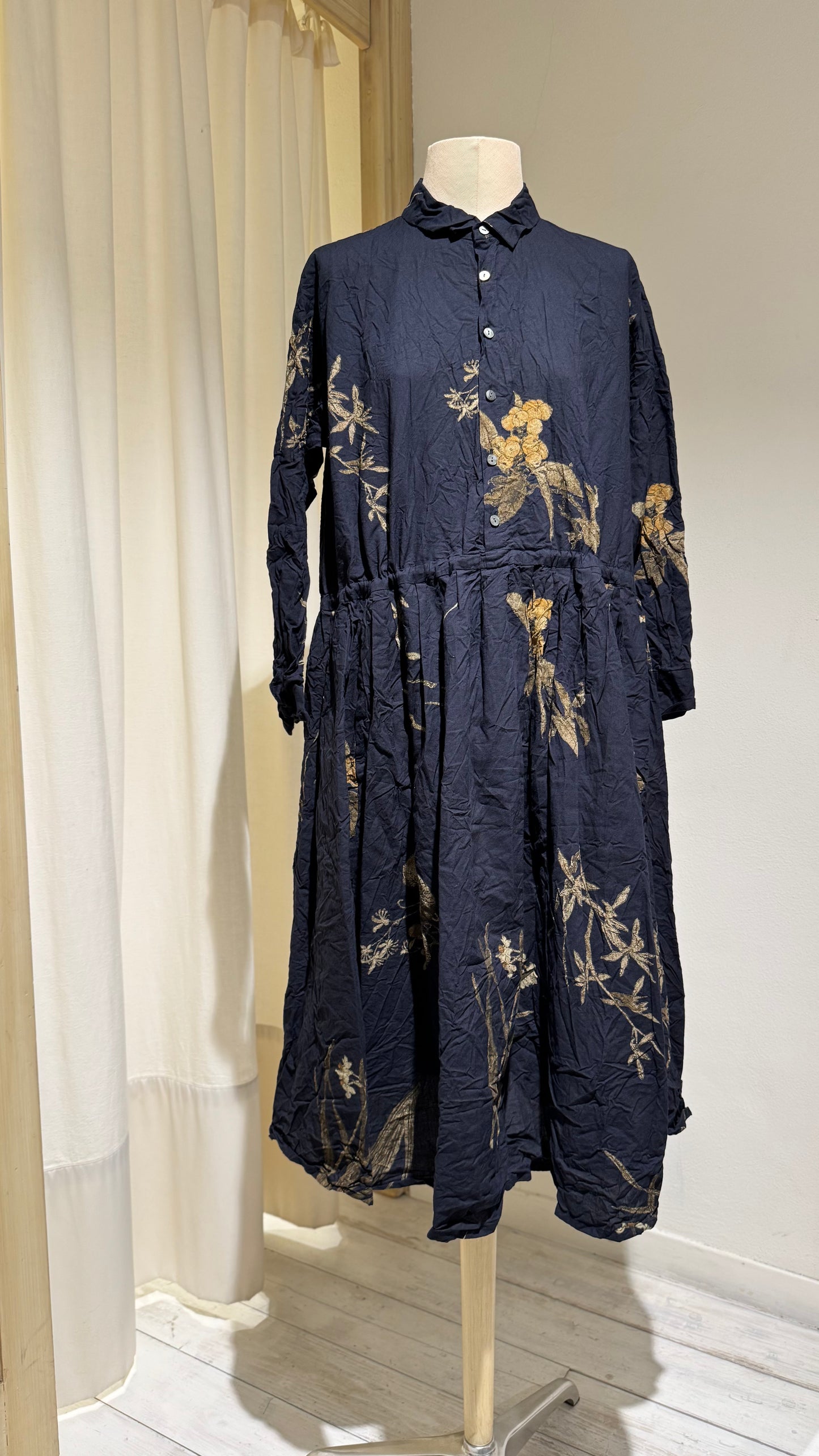 W -  Woman Flower Printed Dress - PAS DE CALAIS - Dark Navy, Honey