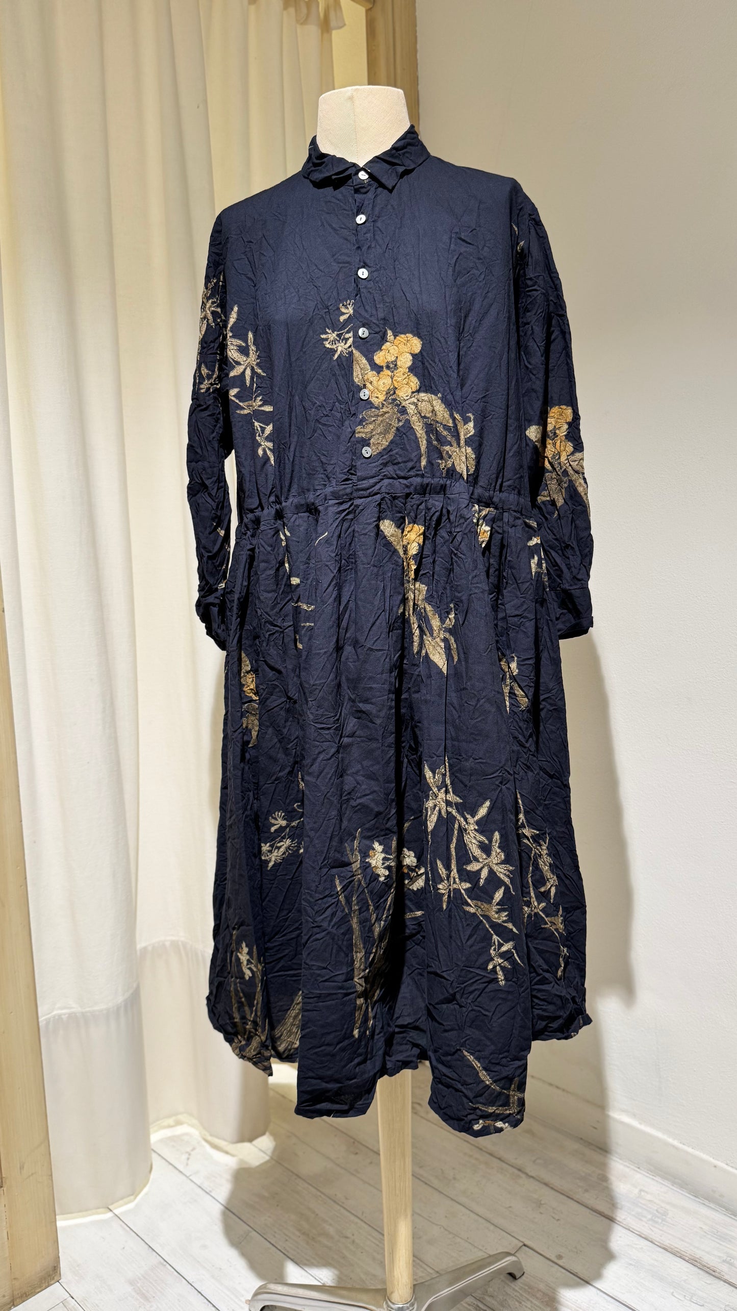 W -  Woman Flower Printed Dress - PAS DE CALAIS - Dark Navy, Honey