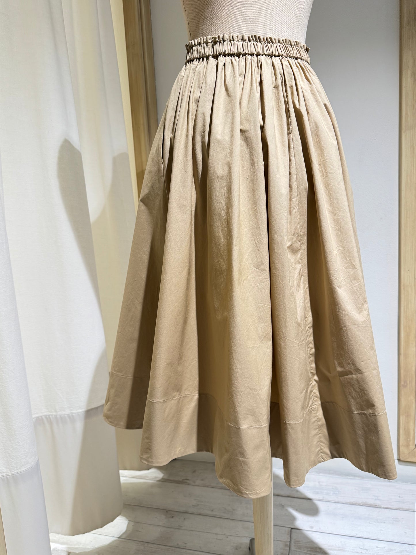 W MIDI SKIRT ELASTICATED WAIST - FORTE FORTE - Sand