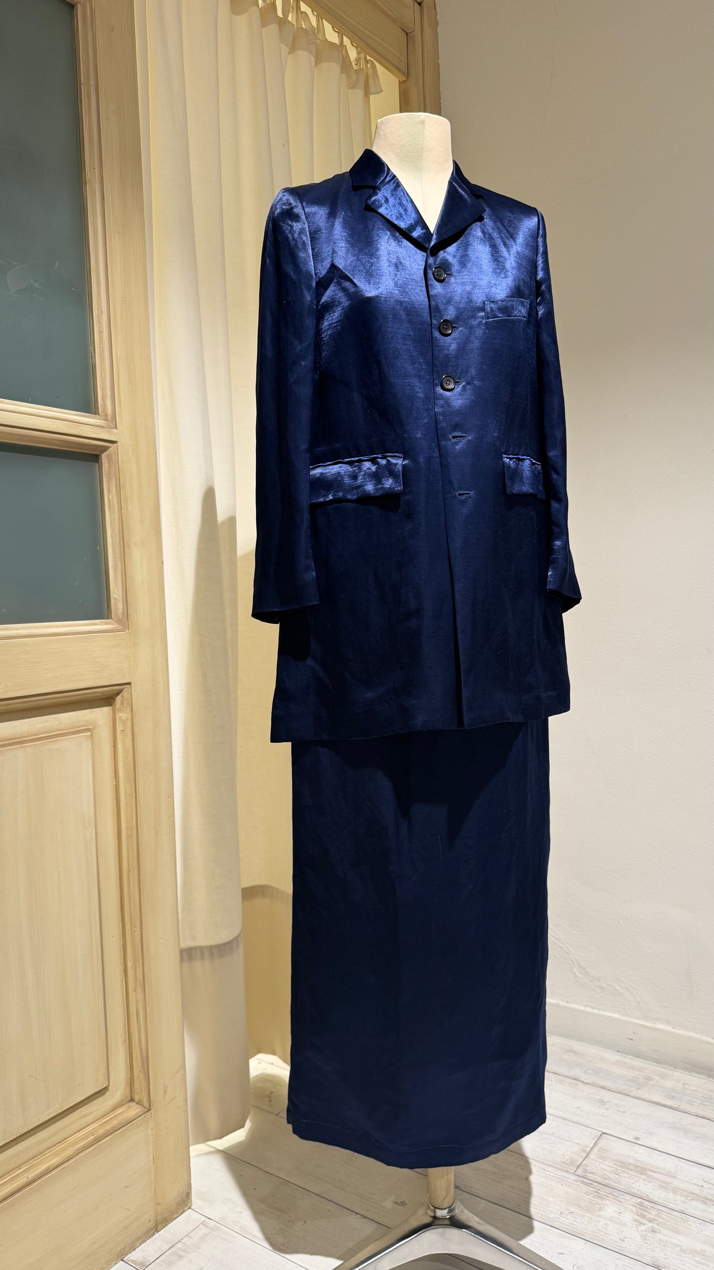 W - Combined Blazer + Skirt - COMME DES GARCONS - Year 1995 - Indigo Blu